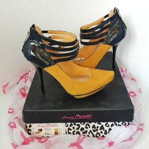 Mustard Yellow Platform Stiletto Pumps Heels